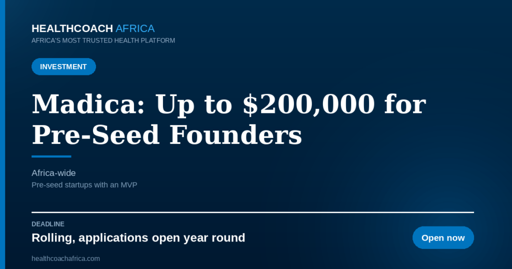 Madica 200k Pre Seed Fund for African Startups venture support banner