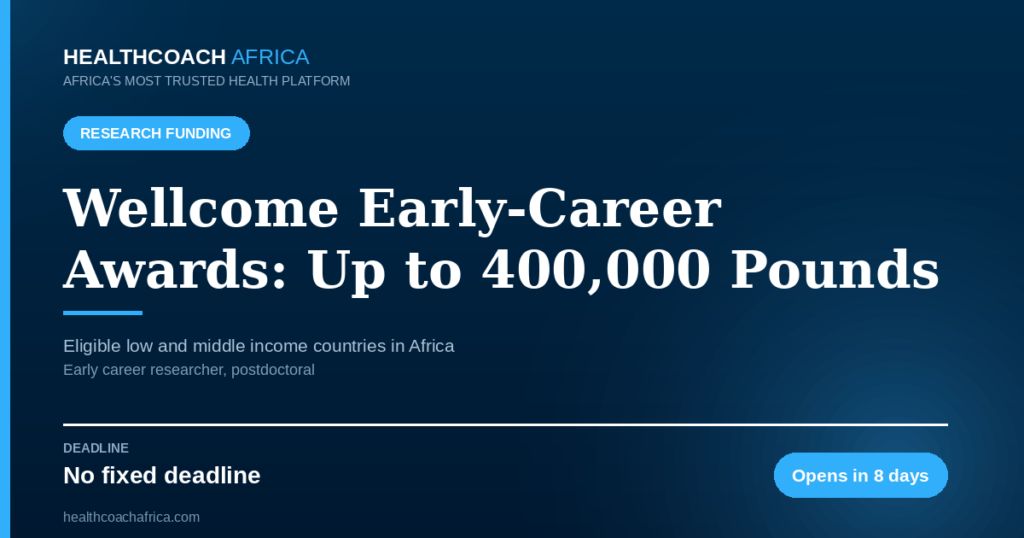 Wellcome Early Career Awards health research grant application banner for African researchers