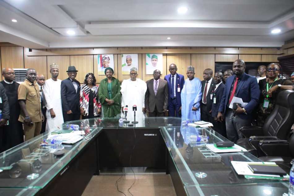 Nigerian officials at the inauguration of a health sector corruption task team in Abuja.