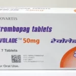 Eltrombopag (Revolade) 50mg: Uses, Dosage, Side Effects and Safety Information Eltrombopag 50mg low platelets oral medication packaging.
