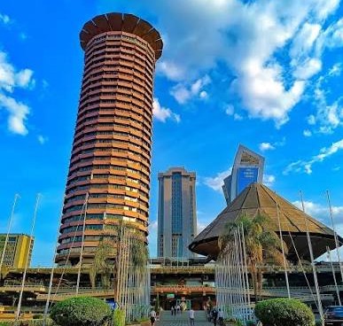 Delegates gather outside the Kenyatta International Convention Centre in Nairobi ahead of Kenya's national health summit.