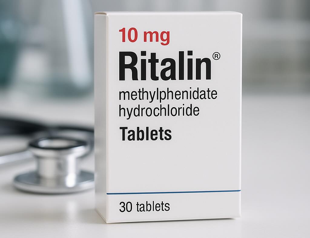 Ritalin ADHD Treatment Guide medication packaging and clinical safety information