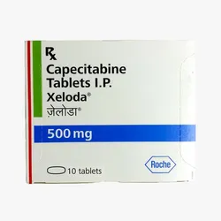 Xeloda oral chemotherapy guide packaging and capecitabine tablets.