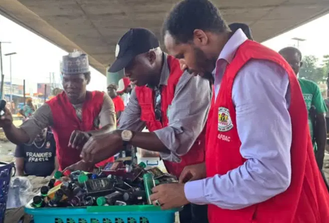 NAFDAC sachet alcohol recall enforcement team inspecting small beverage packs